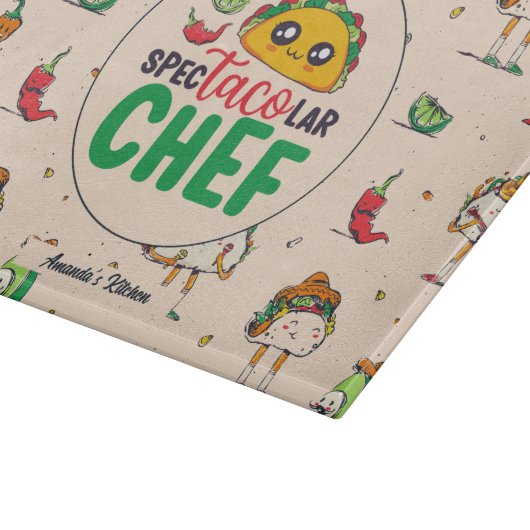 Funny Mexican Food Chef Cinco De Mayo Pattern Snijplank (Hoek)