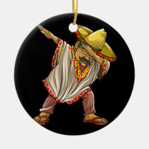 Funny Mexican Poncho Mannen Women Cool Dabbing Keramisch Ornament