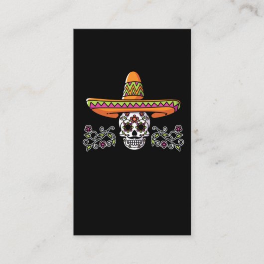 Funny Mexican Skull Sombrero Cinco de Mayo Visitekaartje (Voorkant)