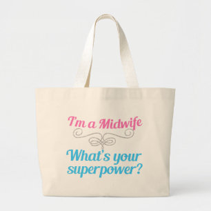 Funny Midwoman Superheld Grote Tote Bag