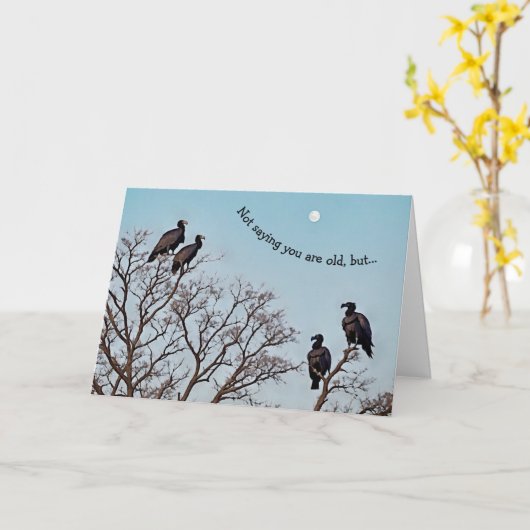Funny mignon Vieux Guy Vautours Carte d'anniversai (Fleur jaune)