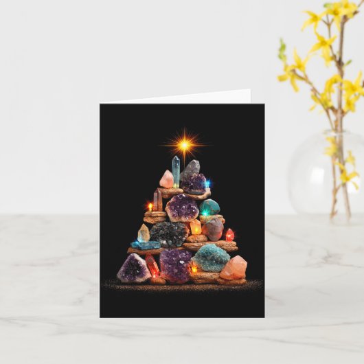 Funny Minerals Christmas Tree Graphic Crystals  Kaart (Gele Bloem)