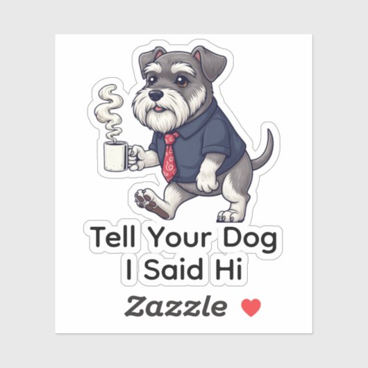 Funny Miniature Schnauzer Business Suit Coffee Sticker (Vel)