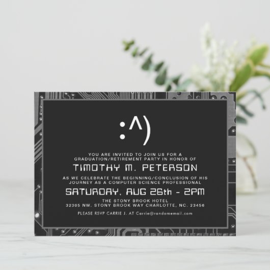 Funny Minimal Computer Science Invitation gris (Debout devant)