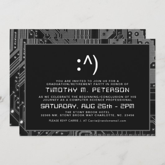 Funny Minimal Computer Science Invitation gris (Devant / Derrière)