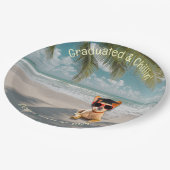 Funny Modern Dog Beach Afstuderen Papier Bord (Gekanteld)