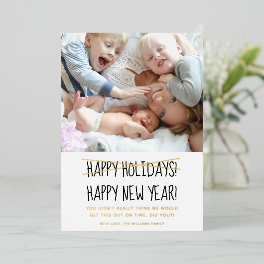 Funny Modern Happy New Year Holiday Kaart (Staand Voorkant)