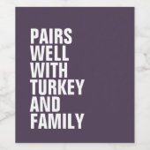 Funny Modern Thanksgiving Wijn Etiket (Enkel label)