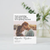 Funny Modern Typography Photo Wedding Save the Dat Briefkaart (Staand voorkant)