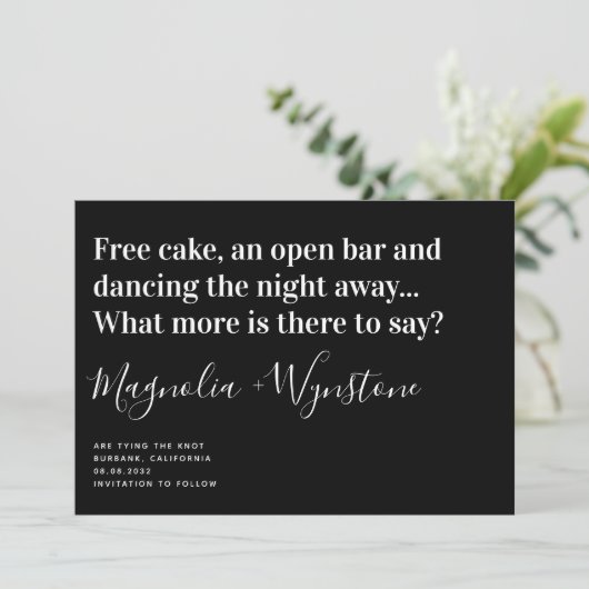 Funny Modern Typography Wedding Save the Date (Staand voorkant)