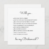Funny Modern White Script Bridesmaid Voorstel Kaart (Voorkant / Achterkant)