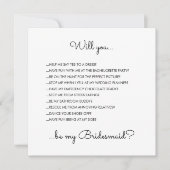 Funny Modern White Script Bridesmaid Voorstel Kaart (Voorkant)