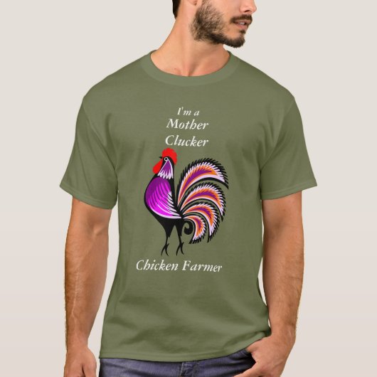 Funny Moeder Clucker Chicken Farmer Paars Hen T-shirt (Voorkant)