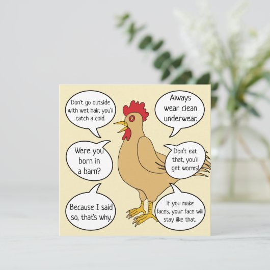 Funny moeder Hen Advice Moederdag (Staand voorkant)