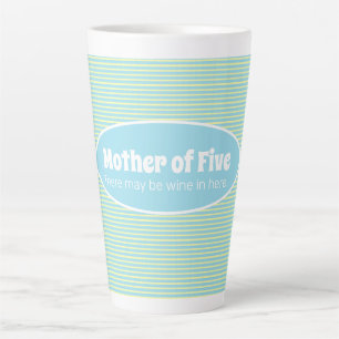 Funny Moeder van Big Family Pastel Stripe Custom Latte Mok