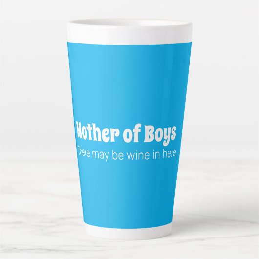 Funny Moeder van Boys Bright Blue Latte Mok (Voorkant)