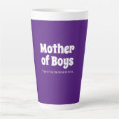 Funny Moeder van Boys Bright Paars Latte Mok (Voorkant)