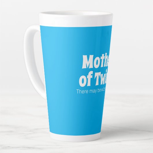 Funny Moeder van Twins Bright Blue Latte Mok (Linkerhoek)