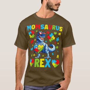 Funny Momsaurus Autism Awareness Day Dinosaur Mam T-shirt