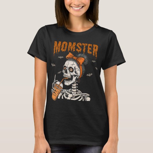  Funny Momster Skeleton Halloween T-shirt (Voorkant)
