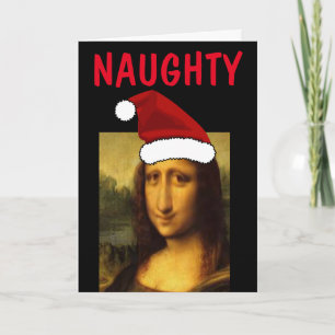 Funny Mona lisa Cartes de Noël, Naughty & Nice