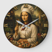 Funny Mona Lisa Chef Kitchen Decor Grote Klok (Voorkant)