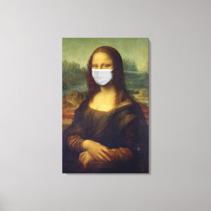 Funny Monalisa Wears Coronavirus Facial Mask Canvas Afdruk