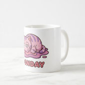 Funny Monday Meltdown Pink Cat Coffee Mug (Devant droit)