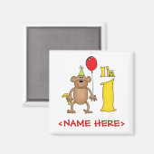 Funny Monkey 1st Birthday Magneet (Voorkant / Achterkant)