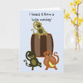 Funny Monkey Birthday Kaart (Gele Bloem)