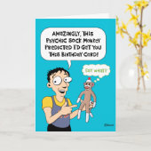 Funny Monkey Birthday Kaart (Gele Bloem)