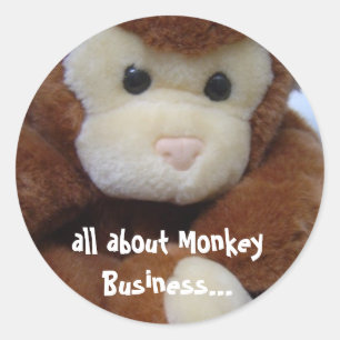 Funny Monkey Business Ronde Sticker