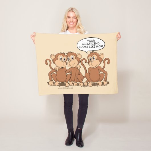 Funny Monkey Cartoon Design Fleece Deken (In situ)