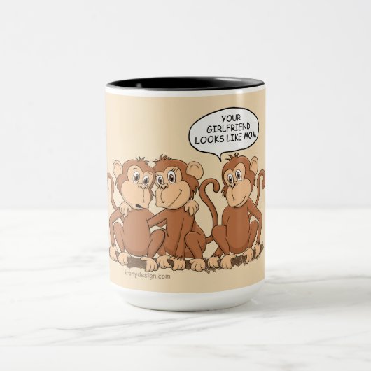 Funny Monkey Cartoon Design Mok (Midden)
