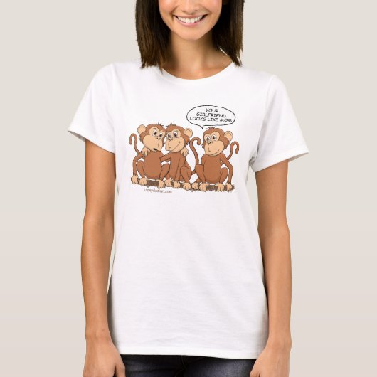 Funny Monkey Cartoon Design T-shirt (Voorkant)