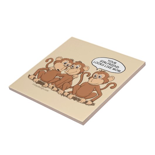 Funny Monkey Cartoon Design Tegeltje (Zijkant)