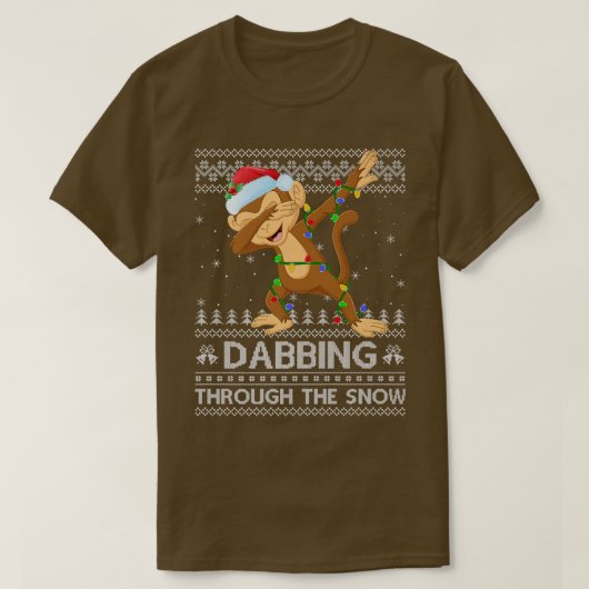 Funny Monkey Dabbing Through The Snow Ugly Monkey T-shirt (Design voorkant)