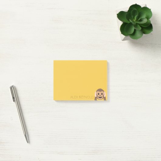 Funny Monkey Emoji | Aangepaste naam Post-it® Notes (Kantoor)