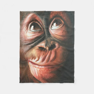 Funny monkey fleece deken