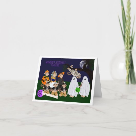Funny Monkey Halloween Folded Greeting Card Kaart (Voorkant)