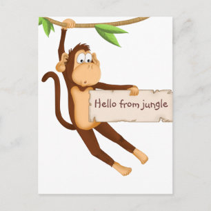 Funny monkey holding Jouw tekst Briefkaart