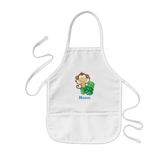 Funny Monkey in het Oerwoud Boy Apron Kinder Schort (Voorkant)