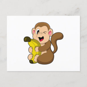 Funny Monkey met Banana Briefkaart