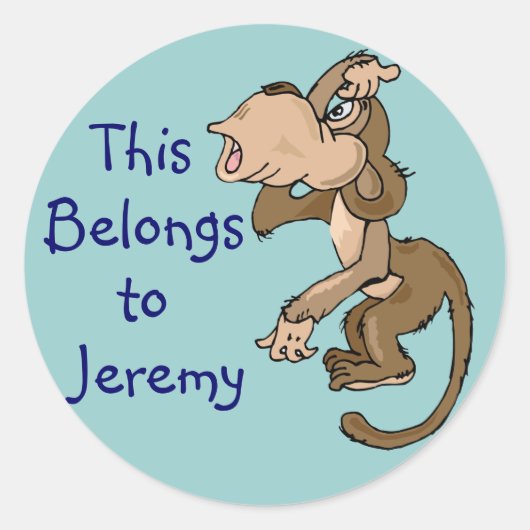 Funny Monkey Naam Tag Stickers (Voorkant)