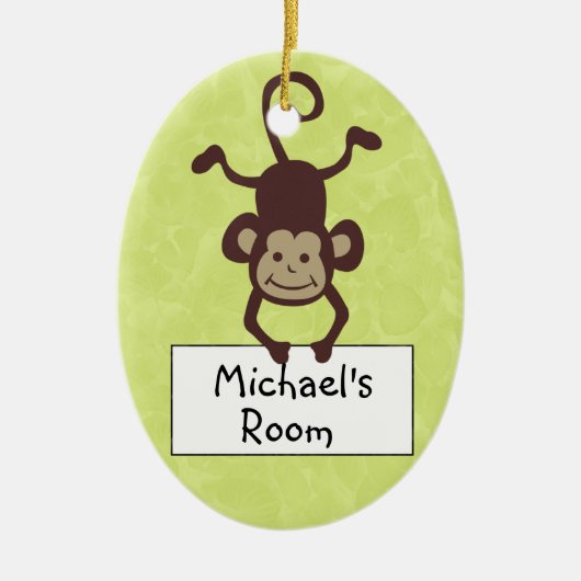 Funny Monkey Personalized door Hanger Keramisch Ornament (Voorkant)