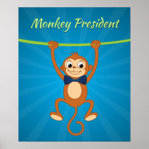 Funny Monkey Poster, Verander Tekst in Jouw tekst Poster