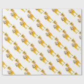 Funny Monkey Riding a Giraffe Cartoon Cadeaupapier (Vlak)