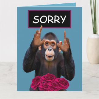 Funny Monkey & Roses Apology  Kaart