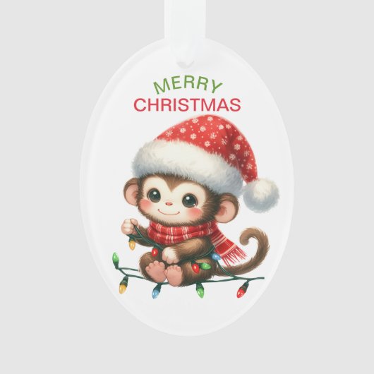 Funny Monkey String Lights Kinder Kerst Ornament (voorkant)