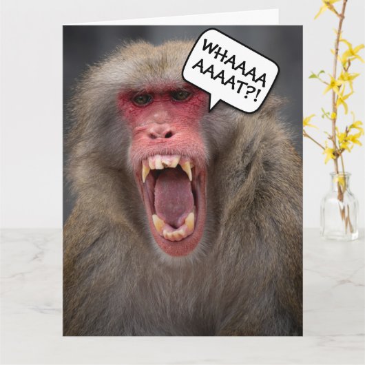 FUNNY MONKEY SUR LA COLLINE ANNIVERSAIRE CARTE DE  (Fleur jaune)